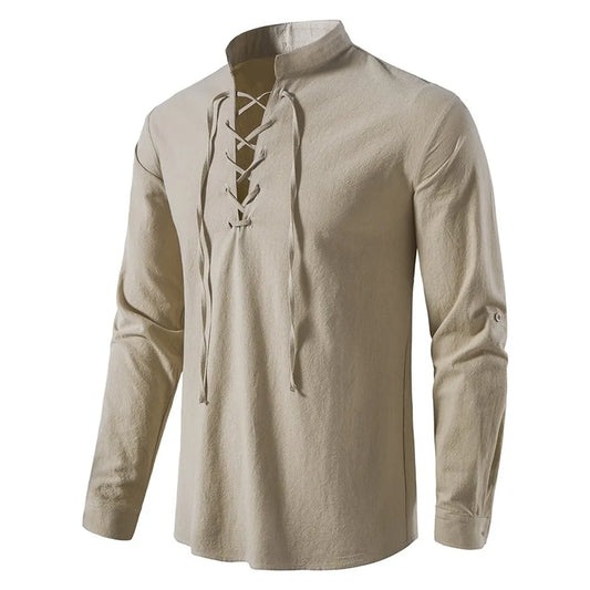 Men's Casual Lace-Up Shirt